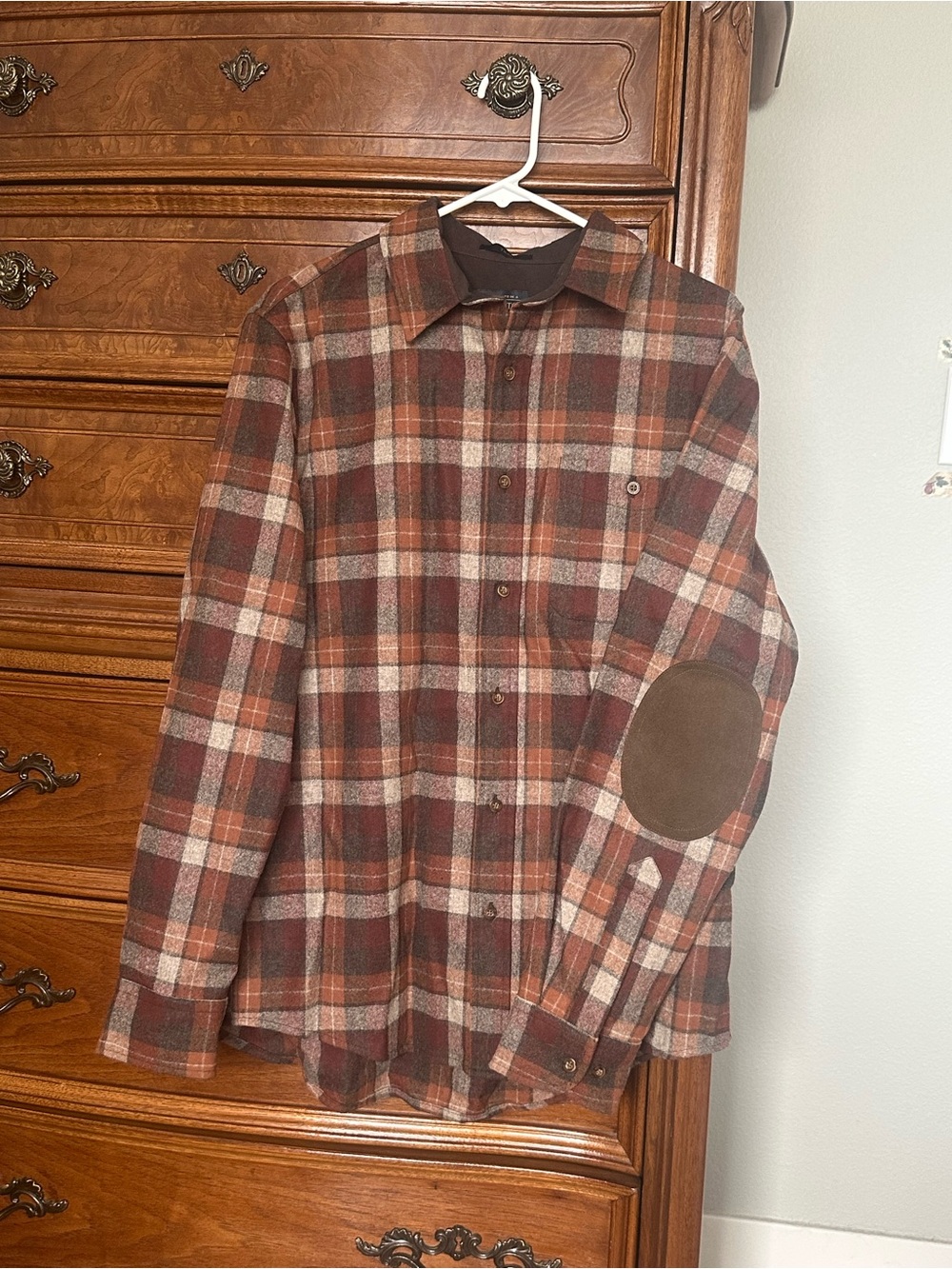 Pendleton Wool Plaid Button-Down Shirt with Elbow Patches